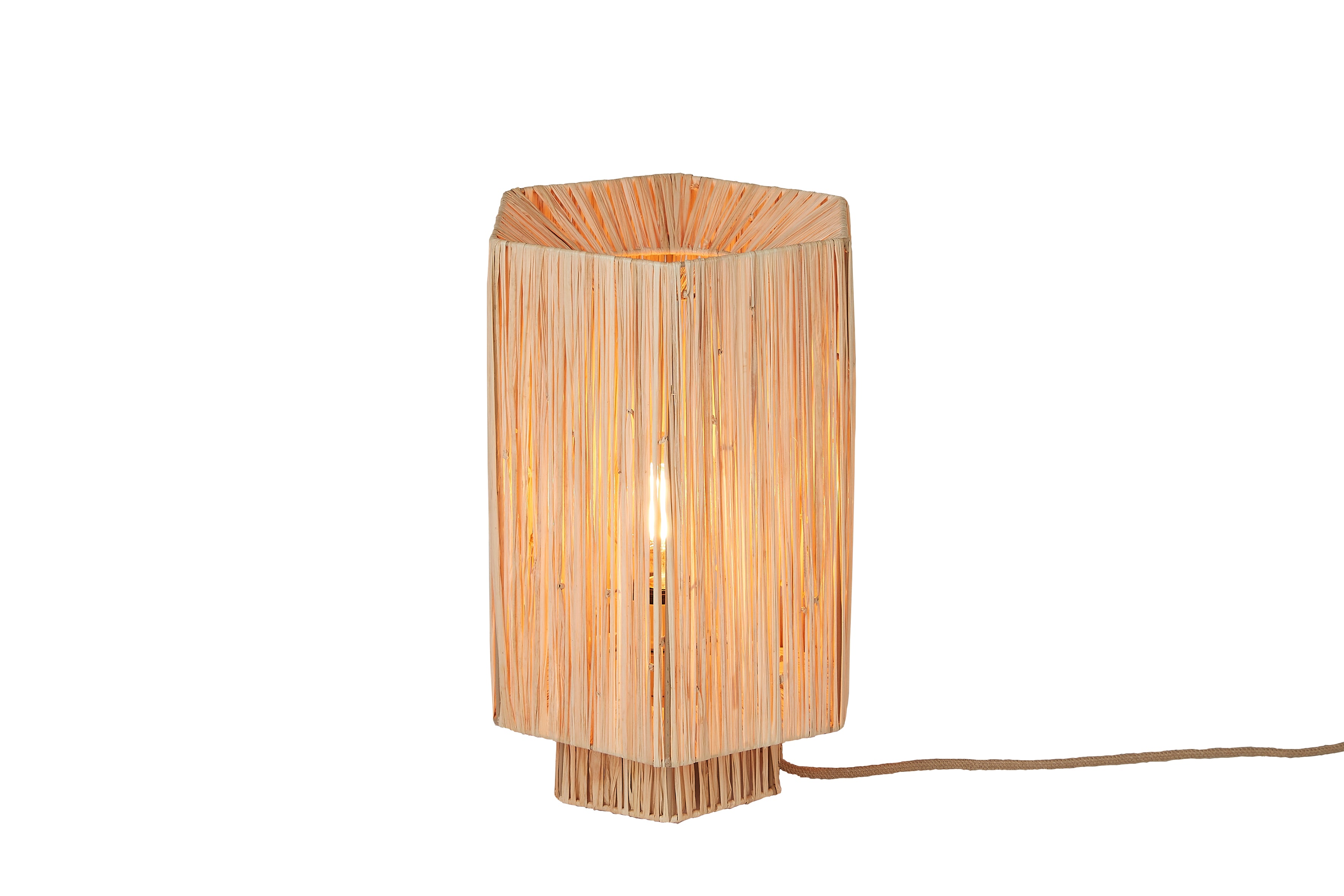 Good&Mojo Tischleuchte Bast Panama rund/achteckig natur, L